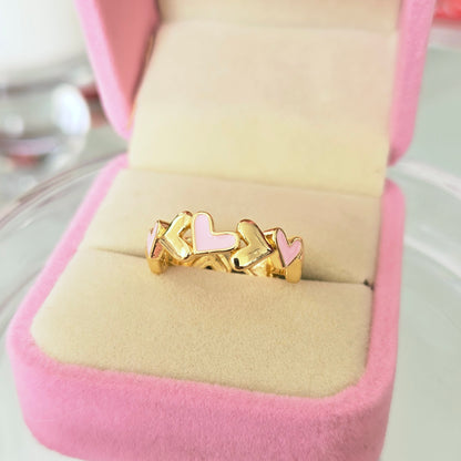 Anillo Corazones Rosa