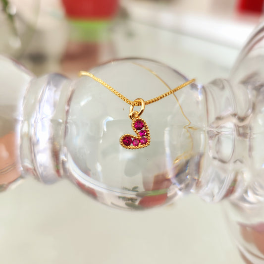 Cadena Mini Corazón Fucsia