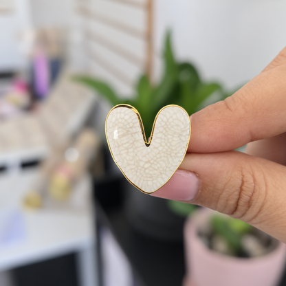 Anillo Corazón Blanco Marmolado en Acero