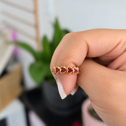 Anillo Corazones Vino Acero Ajustable
