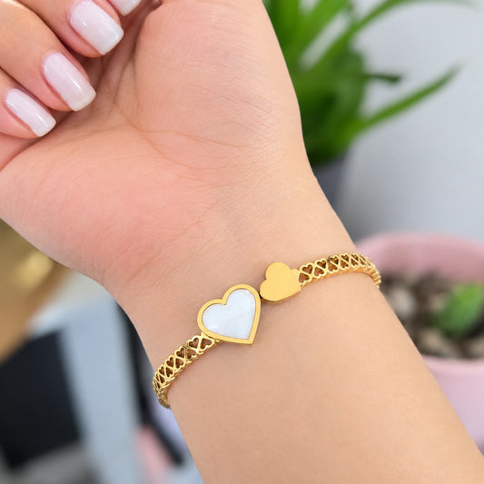 Brazalete Corazón Nacar Acero