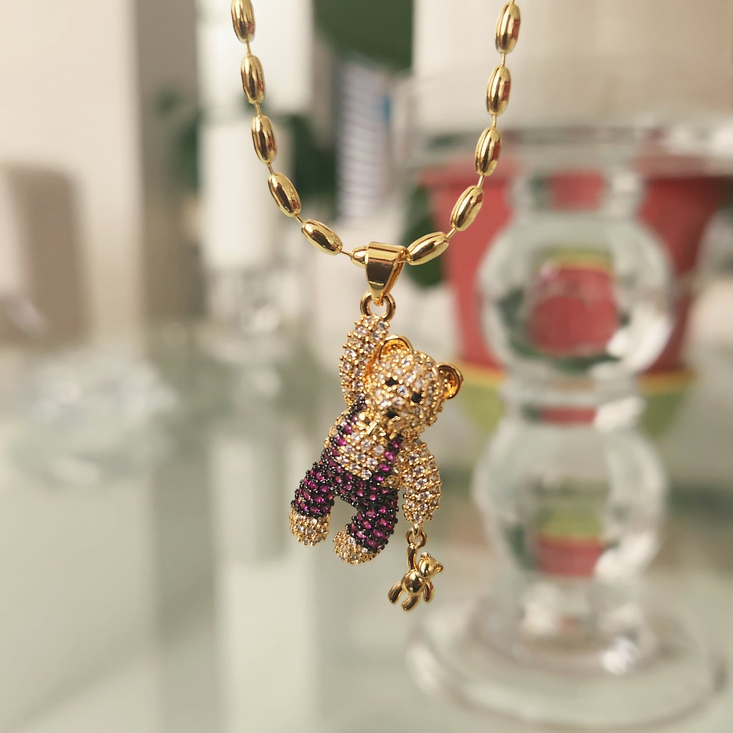 Collar Papa Oso Fucsia