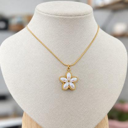 Cadena Flor Perla Acero