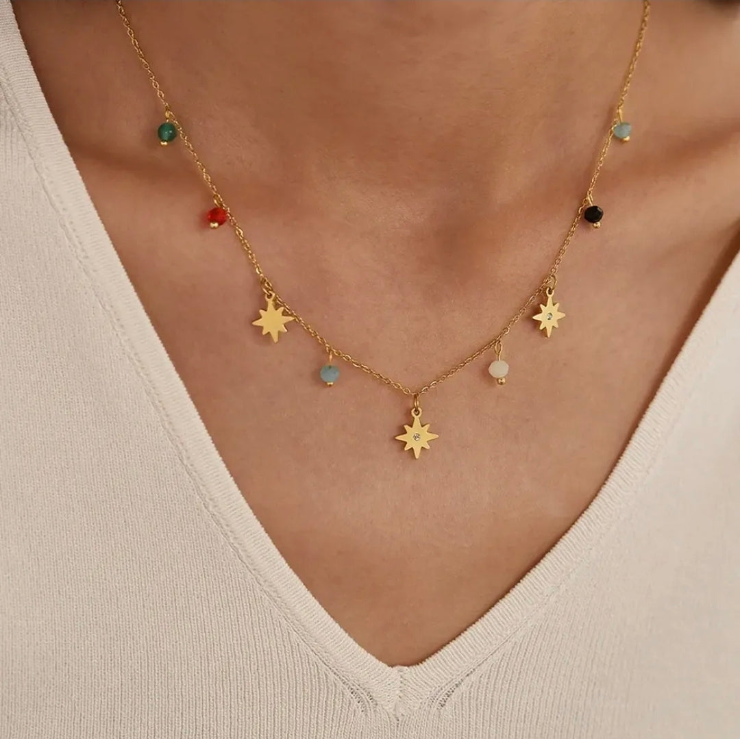 Collar Estrellas Multicolor Acero