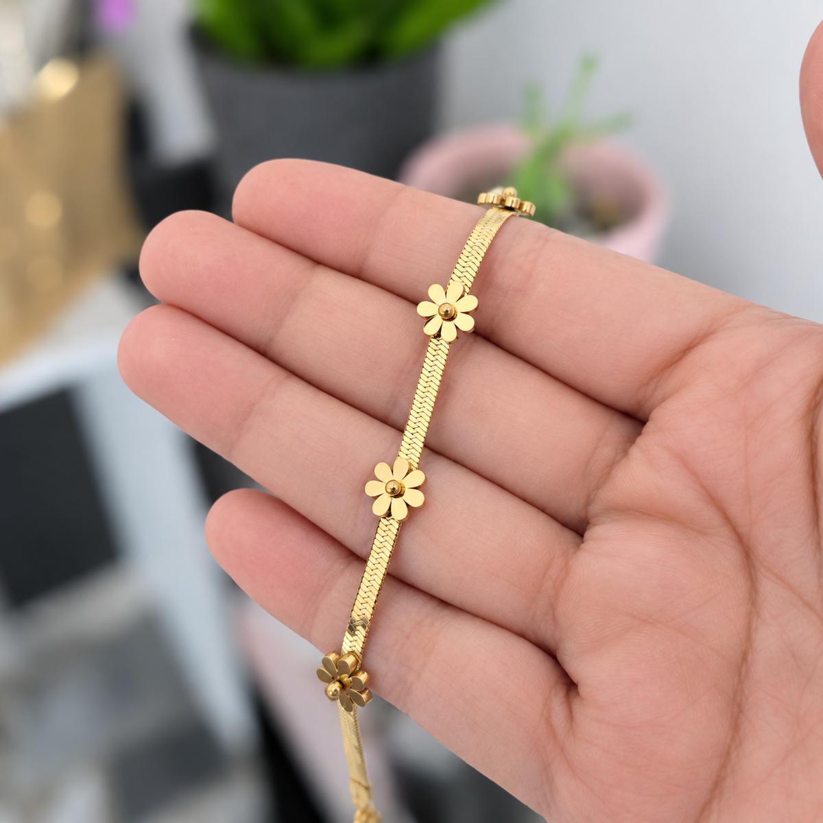 Pulsera Flores Acero