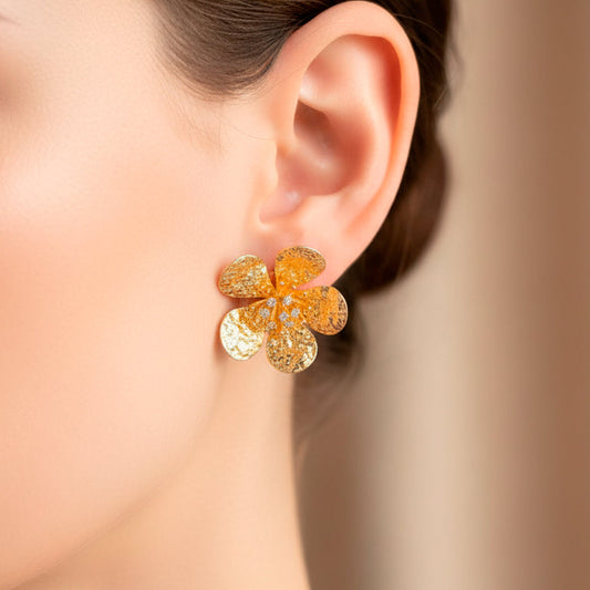 Aretes Flor Martillados