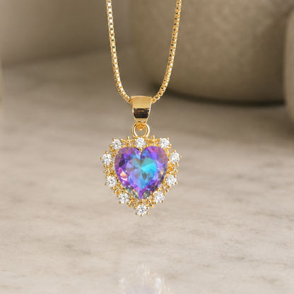 Cadena Corazón Lila Azulada