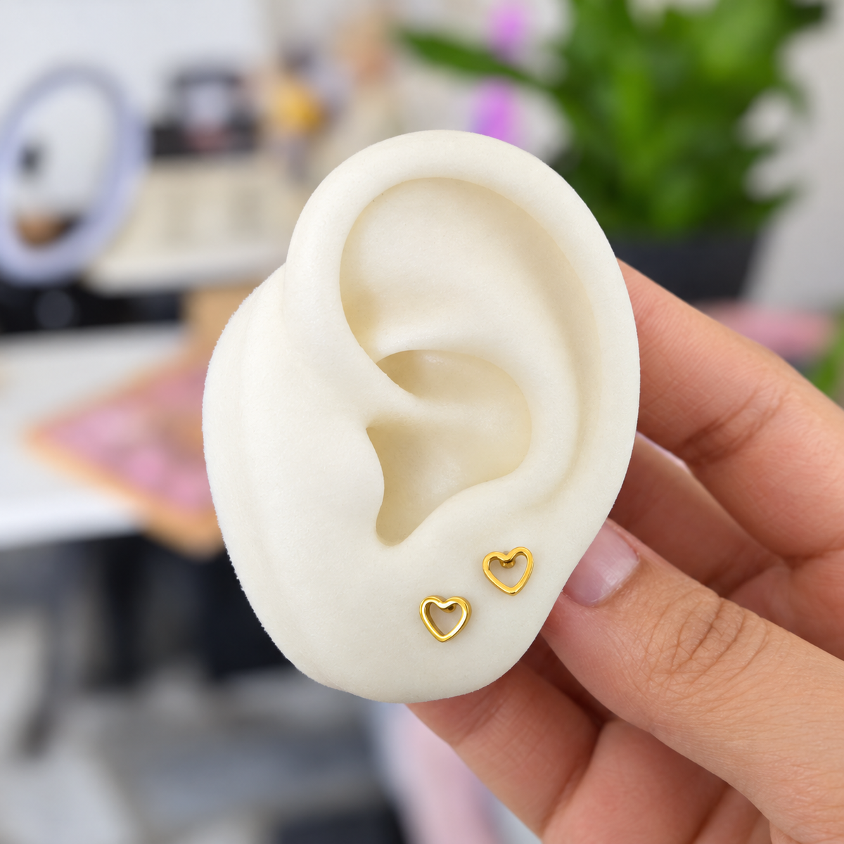 Aretes Corazón de Seguridad Acero