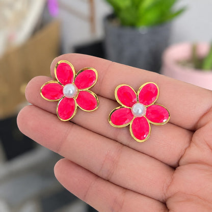 Topos Flor Roja Perla Acero