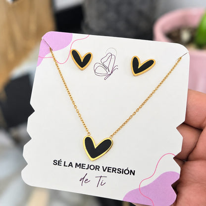 Set Corazon Negro Acero