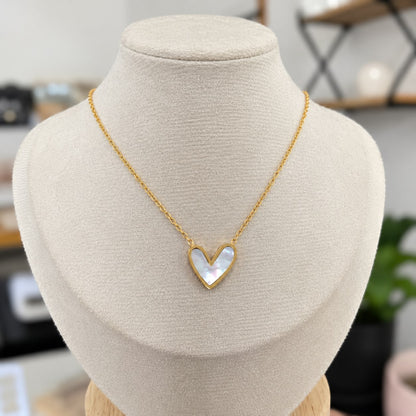 Cadena Corazón Acero Blanca