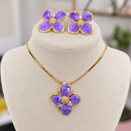 Set Flores Acero Morado