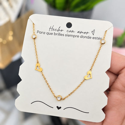 Chocker Corazones Cristal Acero